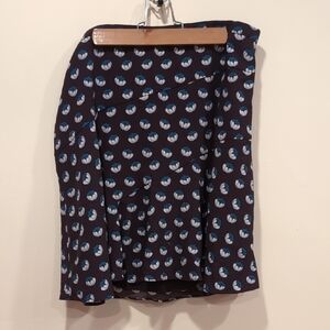 LOFT Black Skirt with Blue Pattern